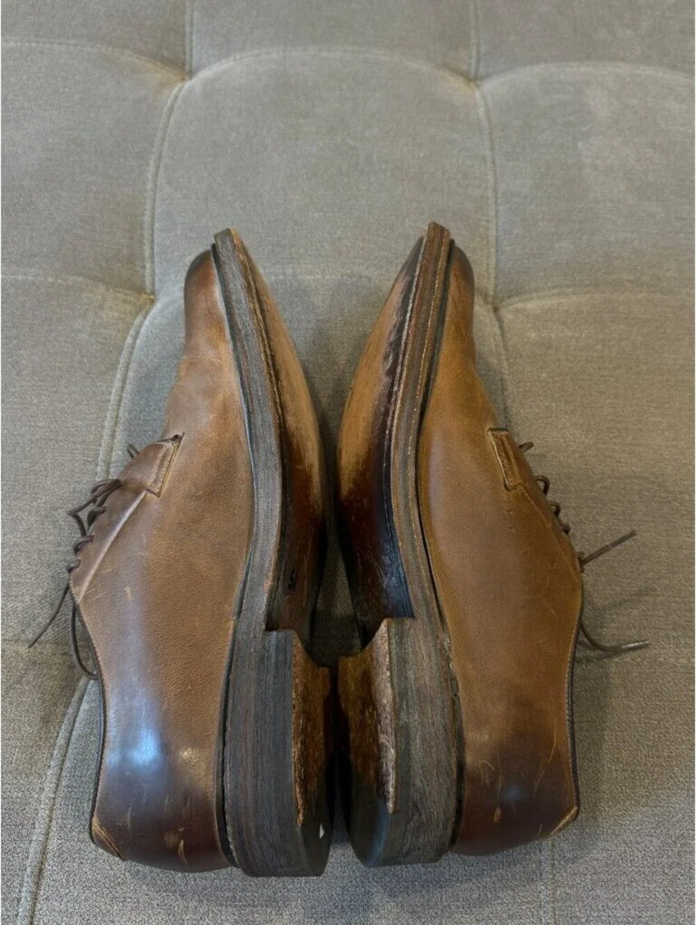 Frye Mens 9.5 D Tan Leather Plain Toe Derby Dress Shoes